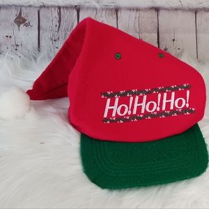 Vintage 90's Santa hat, snap back, trucker hat, ho! Ho! Ho! Christmas,funny hats